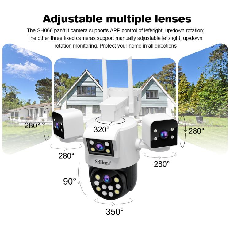 SriHome SH066 8MP HD Quad Lens Security Camera, Support Full Color Night Vision / Two-way Audio SriHome SH066 8MP HD Quad Lens Security Camera, Support Full Color Night Vision / Two-way Audio